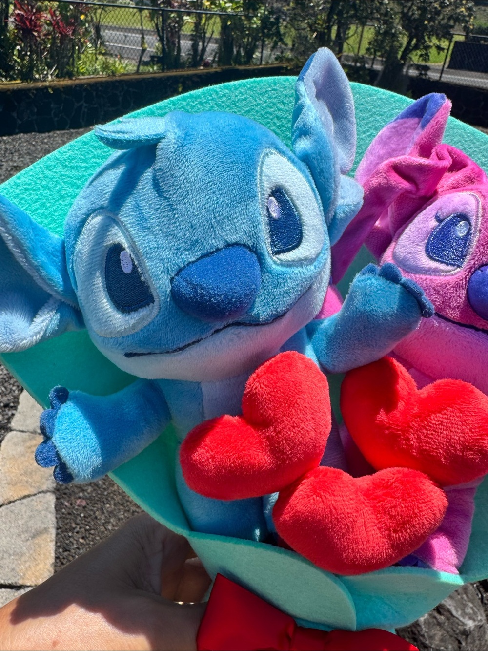 Disney Stitch & Angel Plush Bouquet Hearts Valentine Gift Just Play - Picture 6 of 8
